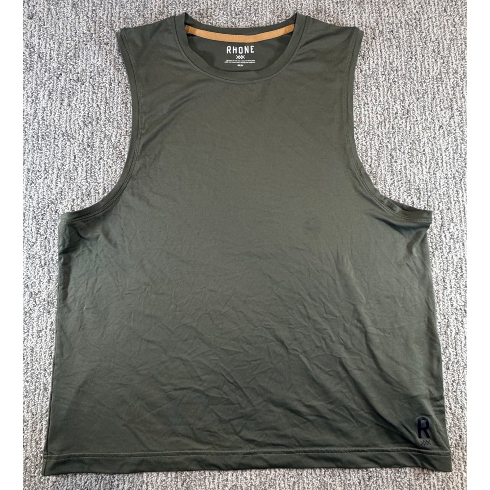 Rhone Reign Muscle Tank Mens Medium Olive Green Sleeveless Training Shirt